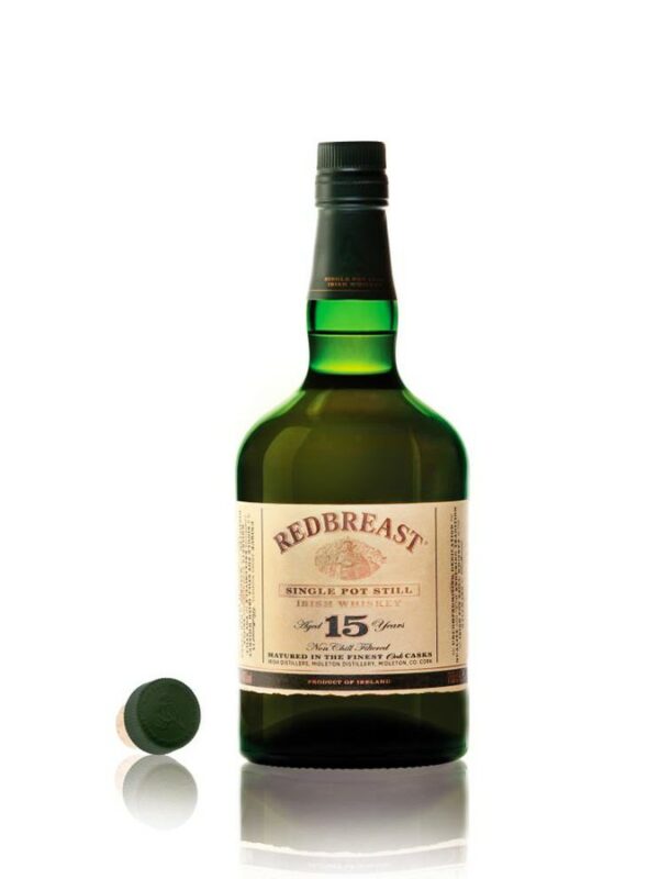 REDBREAST 15 ans, single pot still, whisky très boisé, fruité et épice.
