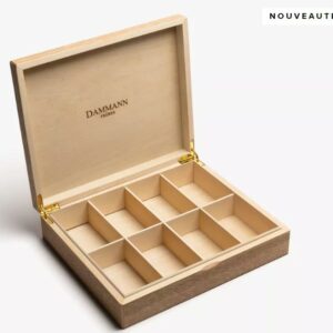 Coffret vide en bois clair pour 48 sachets de théDAMMANN, Coffret vide en bois clair pour 48 sachets de thé