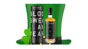 Chapeau irlandais et bouteille de whisky irlandais Titanic