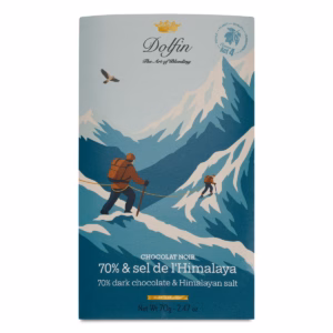 Tablette WINTER chocolat noir sel HimalayaChocolat Dolfin 70 % cacao & sel de l’Himalaya – tablette belge artisanale vendue par Pomme d’Ambre