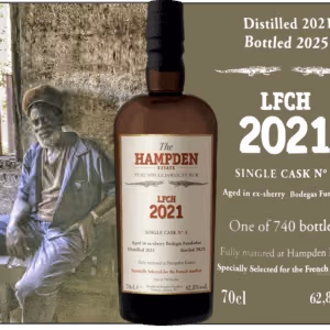 HAMPDEN 2021 LFCH Fundador Single cask #AHampden 2021 LFCH Fundador Single Cask #A – Rhum jamaïcain brut de fût – Vieilli en fût de Sherry Fundador.